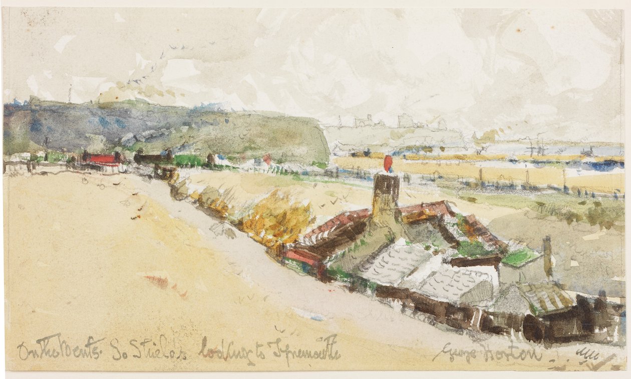 On the Bents, South Shields, Looking to Tynemouth (blyant og akvarel på papir) af George Edward Horton