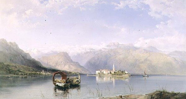 Isola Pescatori fra Isola Bella ved Lago Maggiore af George Edwards Hering