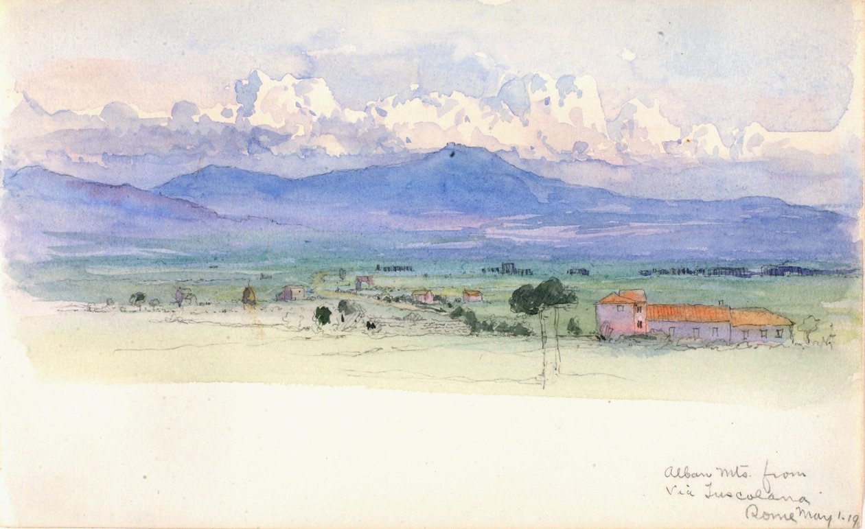 Alban-bjergene fra Via Tuscolana, Rom, 1900. af George Elbert Burr