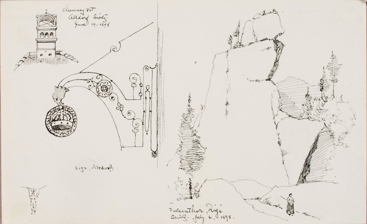 Skorstenspotte, Altdorf, Schweiz/Felsenthor, Rigi, Schweiz af George Elbert Burr