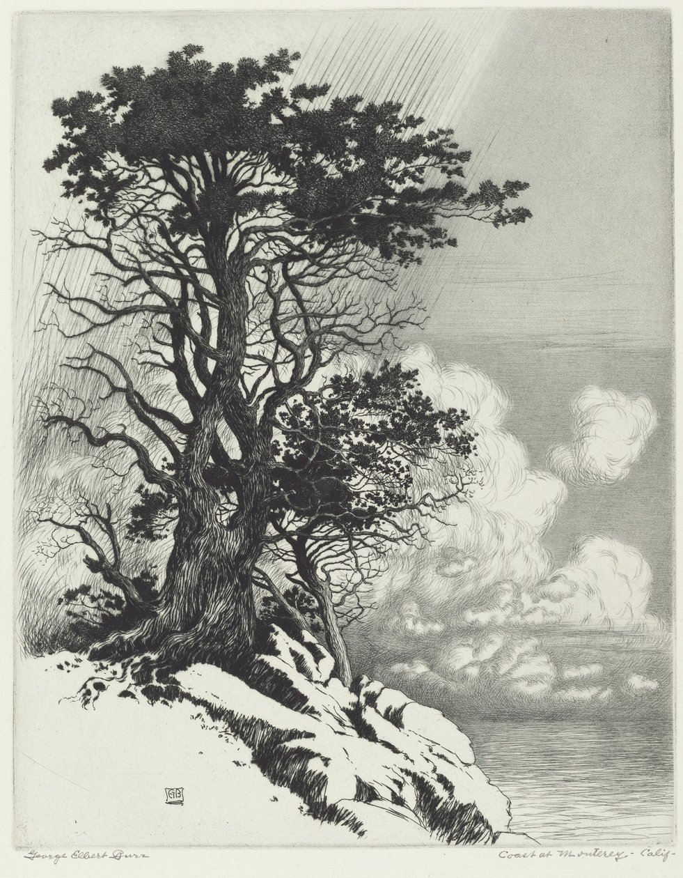Kyst ved Monterey, Californien af George Elbert Burr