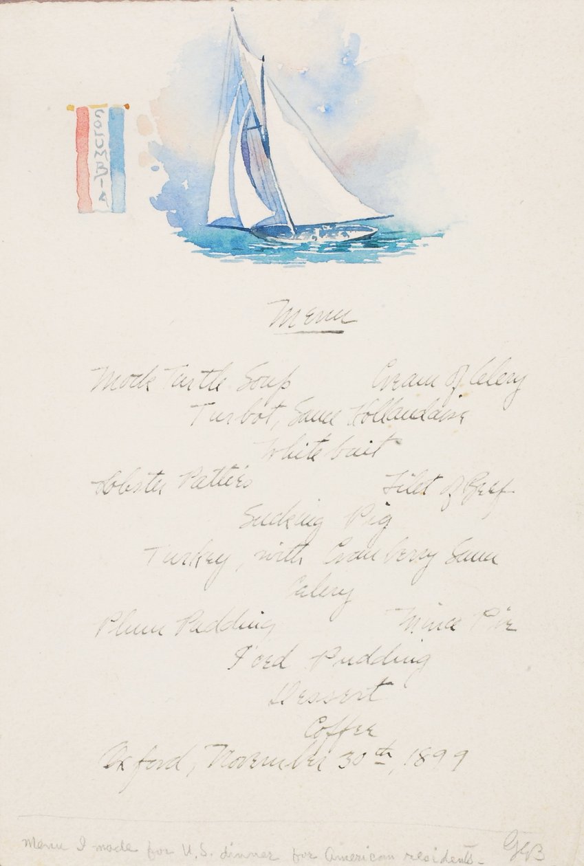 Menu til amerikansk middag, Oxford af George Elbert Burr