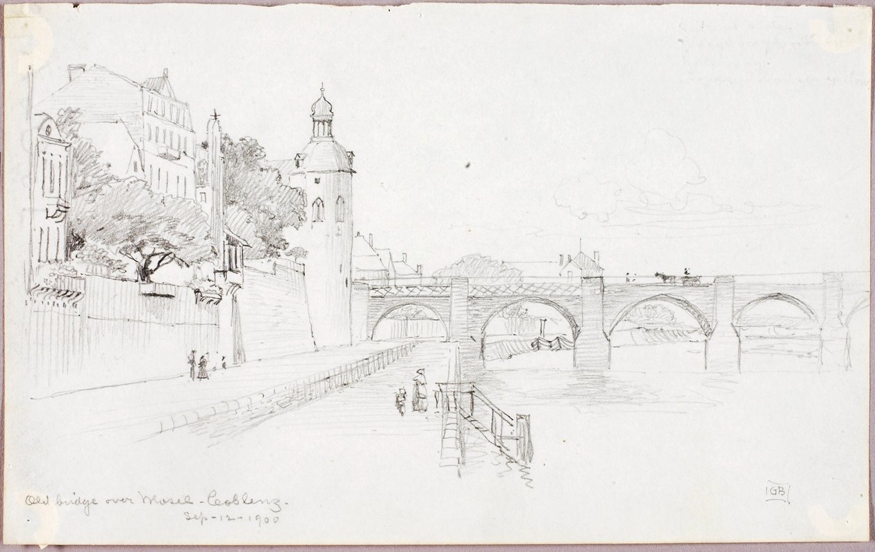 Den gamle bro over Mosel, Koblenz af George Elbert Burr