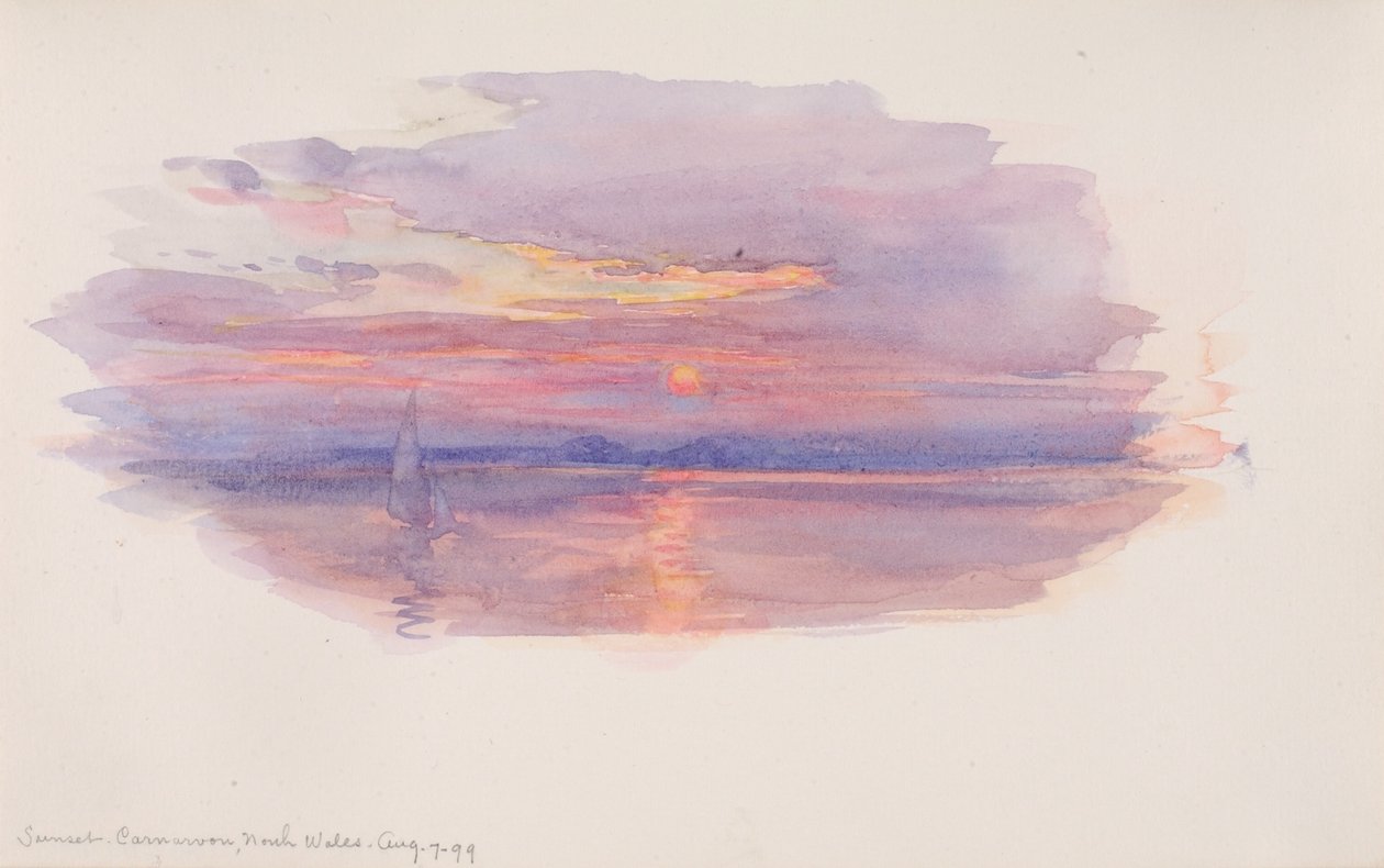 Solnedgang, Caernarvon, Nordwales af George Elbert Burr