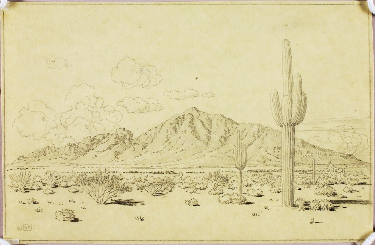 Uden titel (overføringstegning til Camelback Mountain, Phoenix) af George Elbert Burr