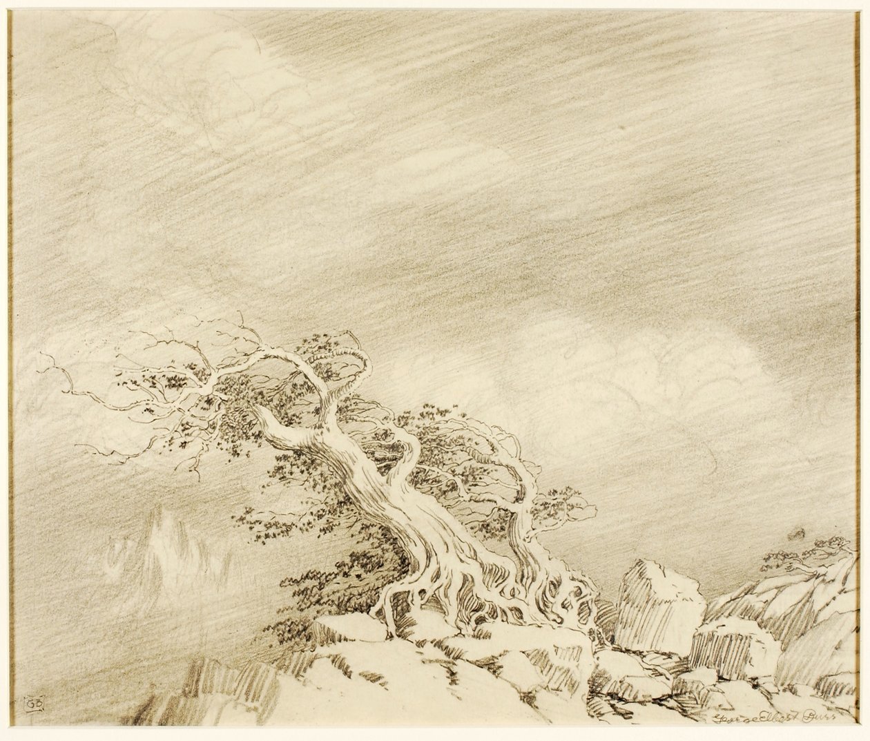 Uden titel (overføringstegning til Storm near Timberline) af George Elbert Burr