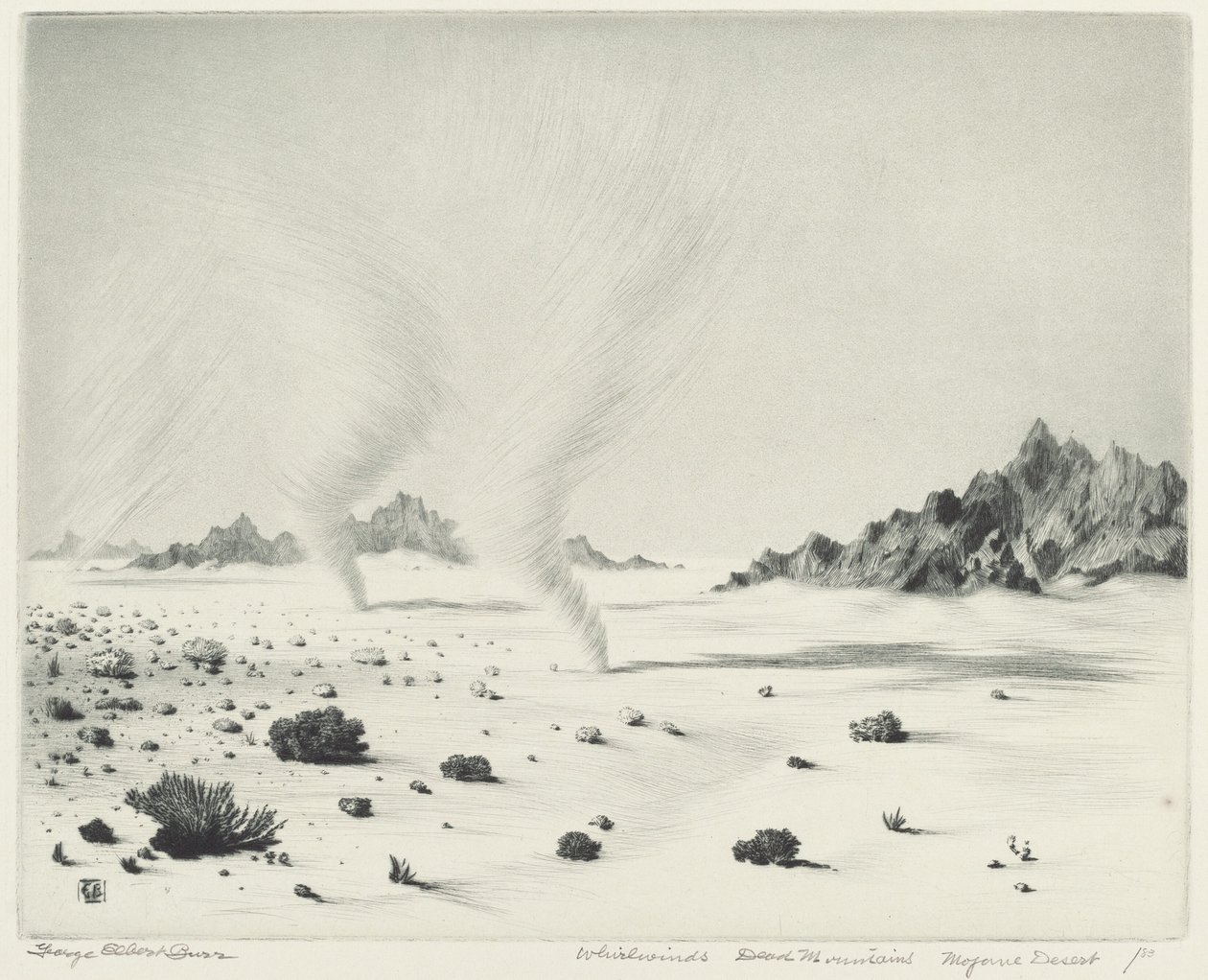 Whirlwinds, Dead Mountains, Mojave-ørkenen, Californien af George Elbert Burr