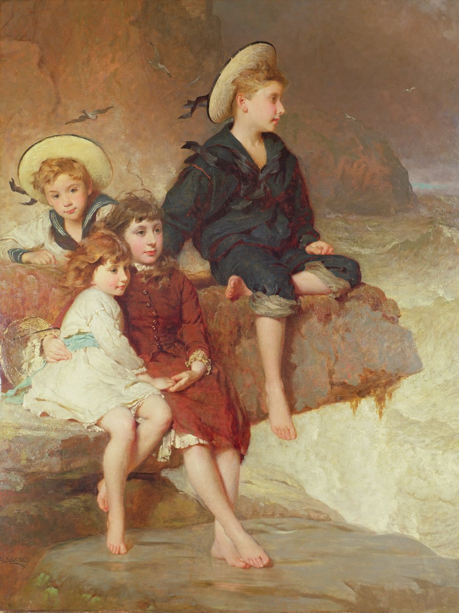 Sir Hussey Vivians børn ved havet af George Elgar Hicks