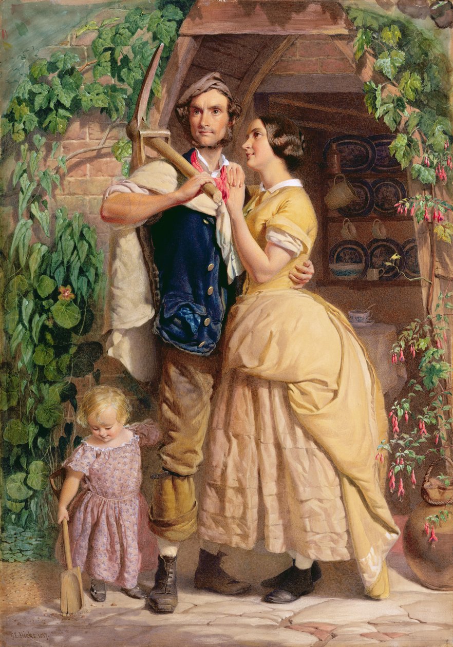 The Senews of Old England, 1857 (wc og kropsfarve med gummi arabicum på papir) af George Elgar Hicks