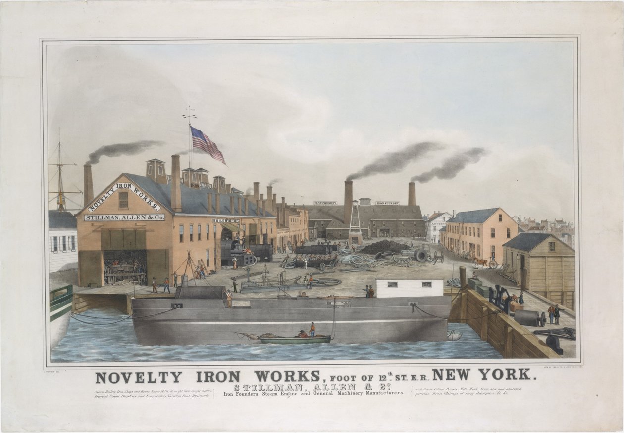 Novelty Iron works, Foot of 12th St. E.R. New York. Stillman, Allen & Co., Jernstifter..., 1841-44. af George Endicott
