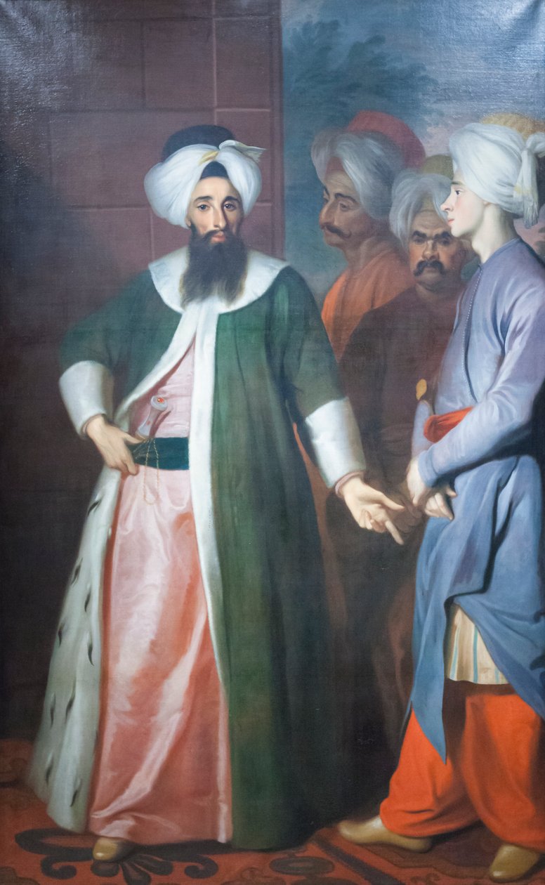 Kozbekci Mustafa Aga og hans følge, ca. 1727 (olie på lærred) af George Engelhardt Schroeder