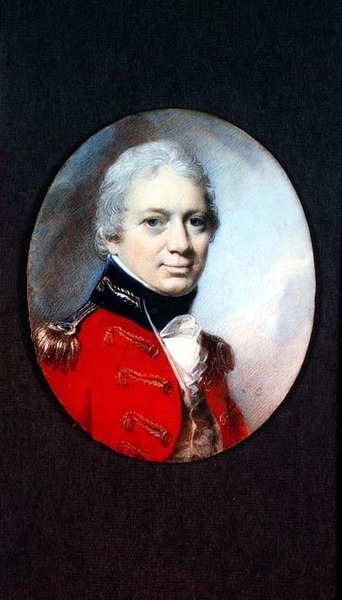 Miniature af oberstløjtnant J. Houlton fra Wiltshire Militia, ca. 1801 af George Engleheart