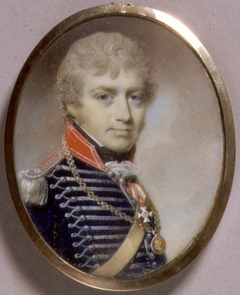 Portrætminiature af Sir Charles Burrell Blunt (f.c.1775) 1798 (akvarel på elfenben) af George Engleheart