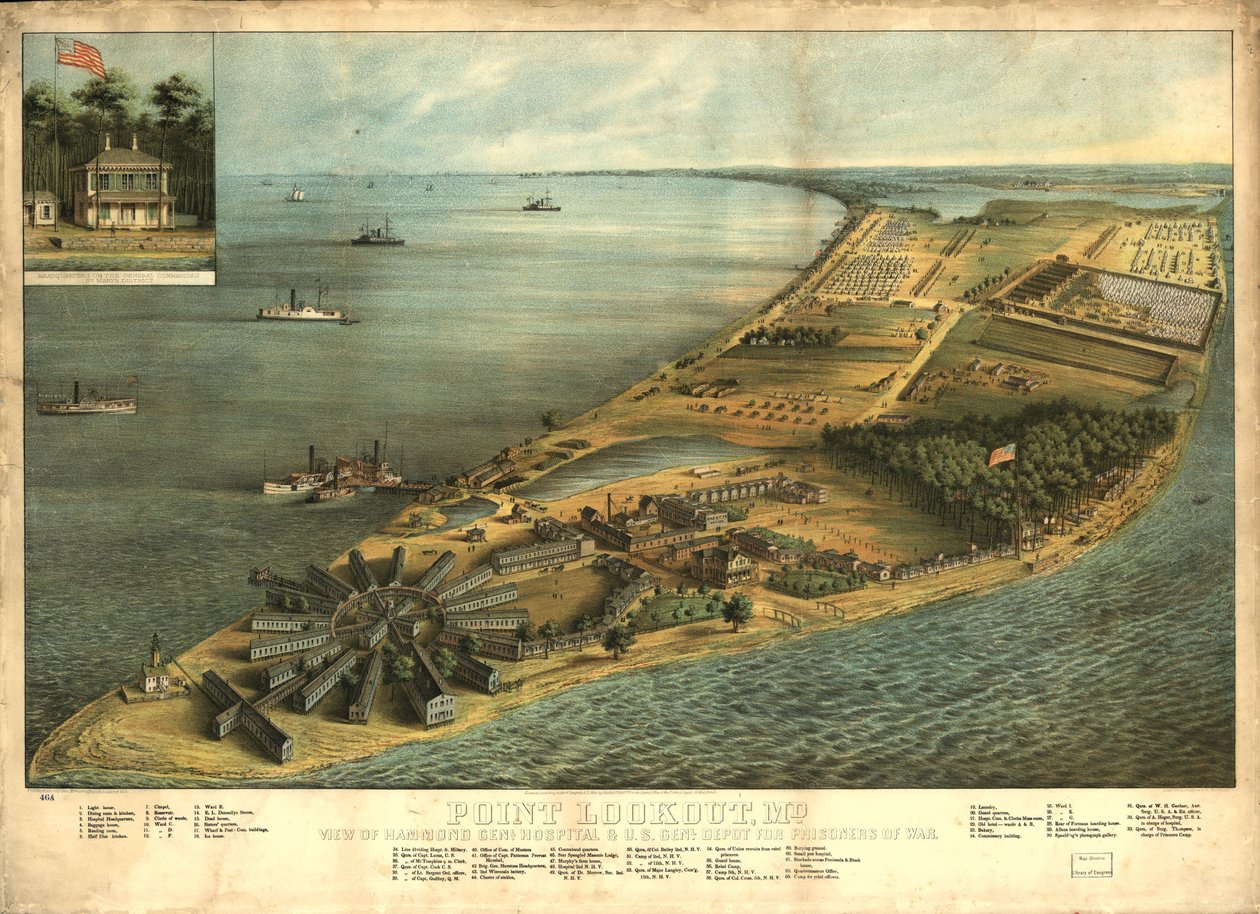 Point Lookout, Md. Udsigt over Hammond Genl. Hospital & U.S. genl. depot for krigsfanger af George Everett