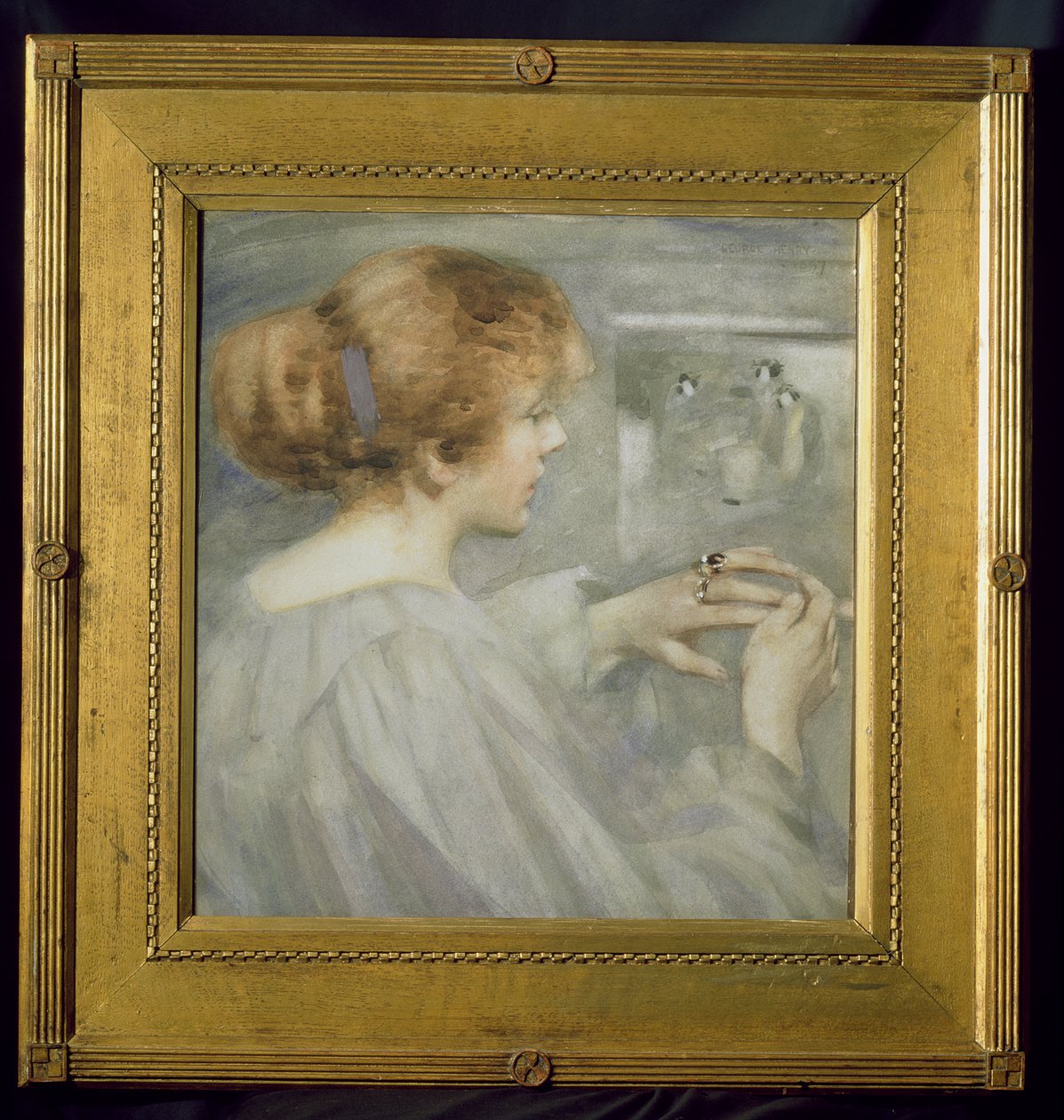 Forlovelsesringen, 1897 (wc på papir) af George F. Henry