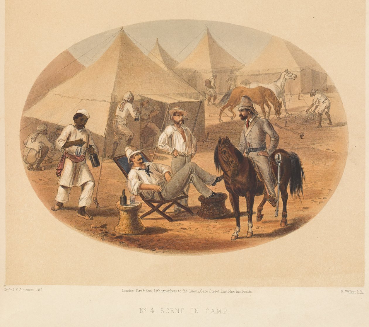 Lejrscene, indisk mytteri, 1857-1858 ca af George Francklin Atkinson