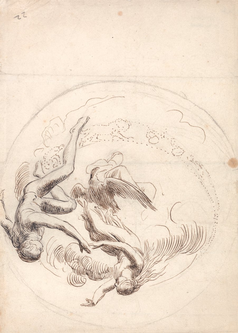 Studie til en cirkulær loftsdekoration af George Frederic Watts