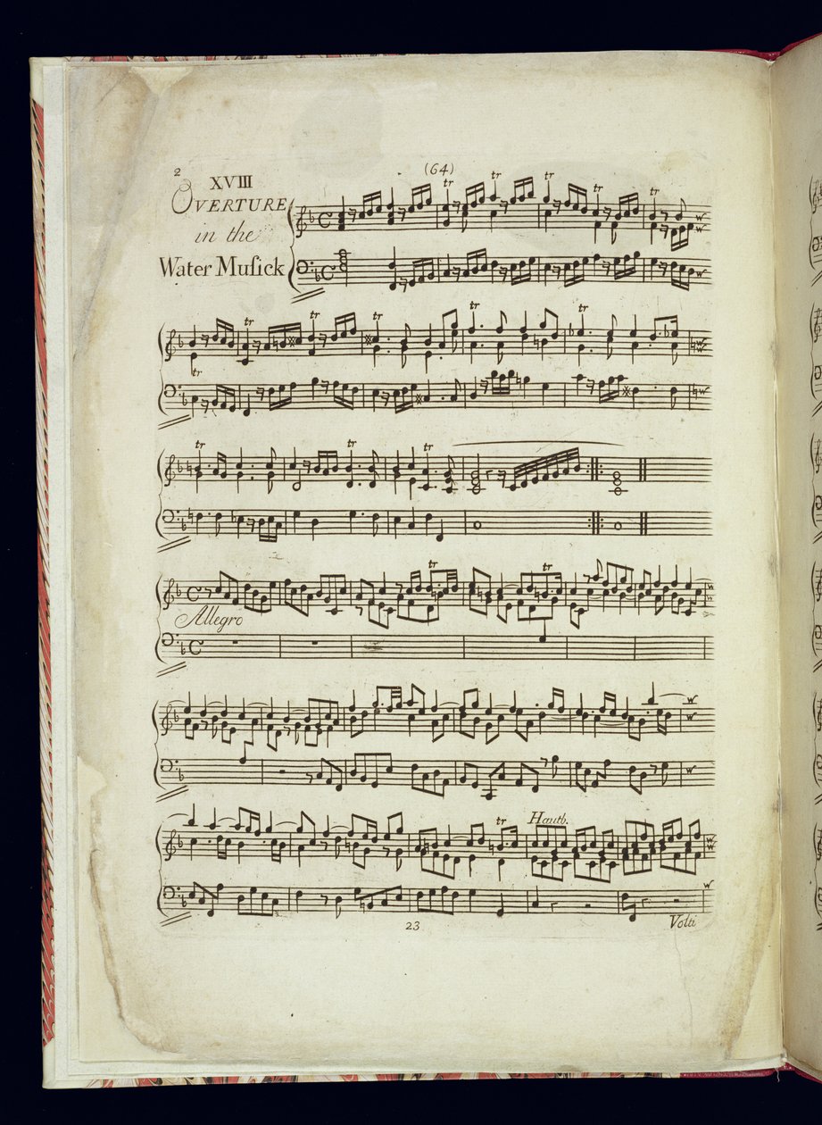 Mu.Ms.447.p2 Side 1 af The Water Music af George Frederick Handel