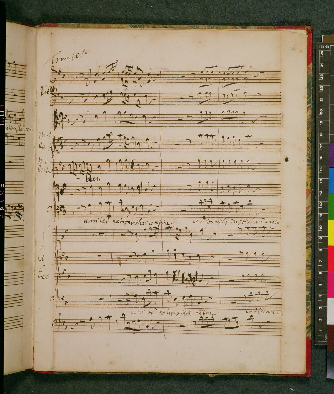 Originalt partitur til Händels fødselsdagsode for dronning Anne af George Frederick Handel