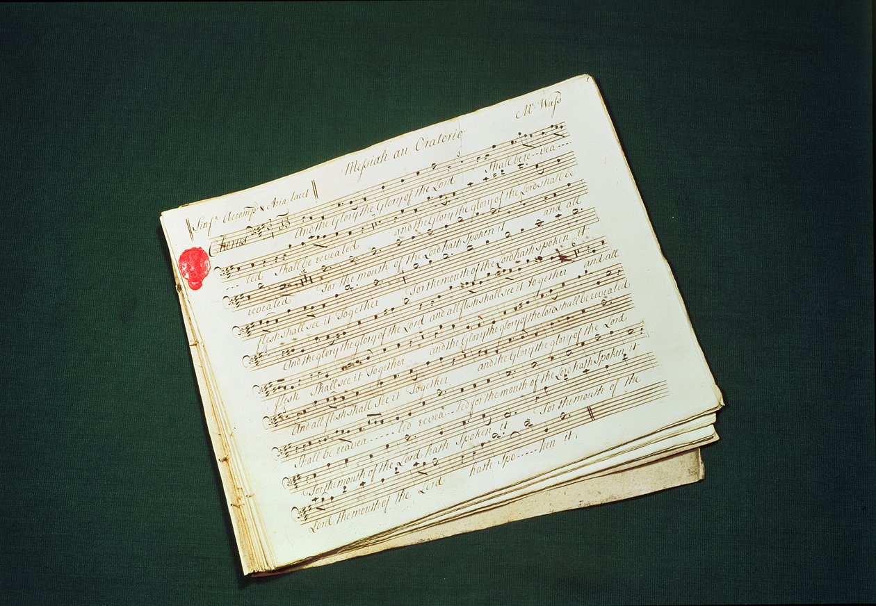 Originalt partitur af Messias af George Frederick Handel