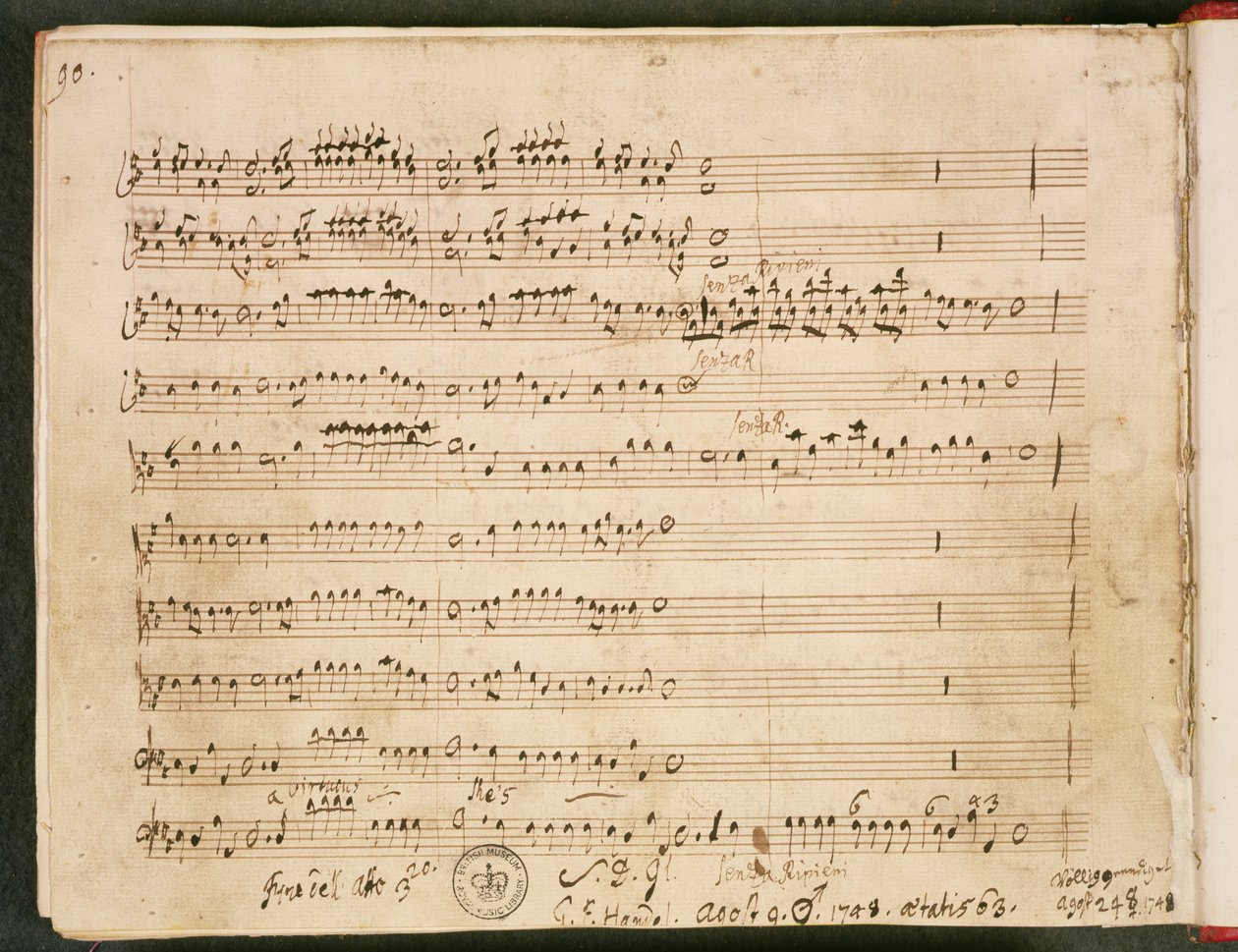 Originalt partitur af den sidste folio fra operaen 