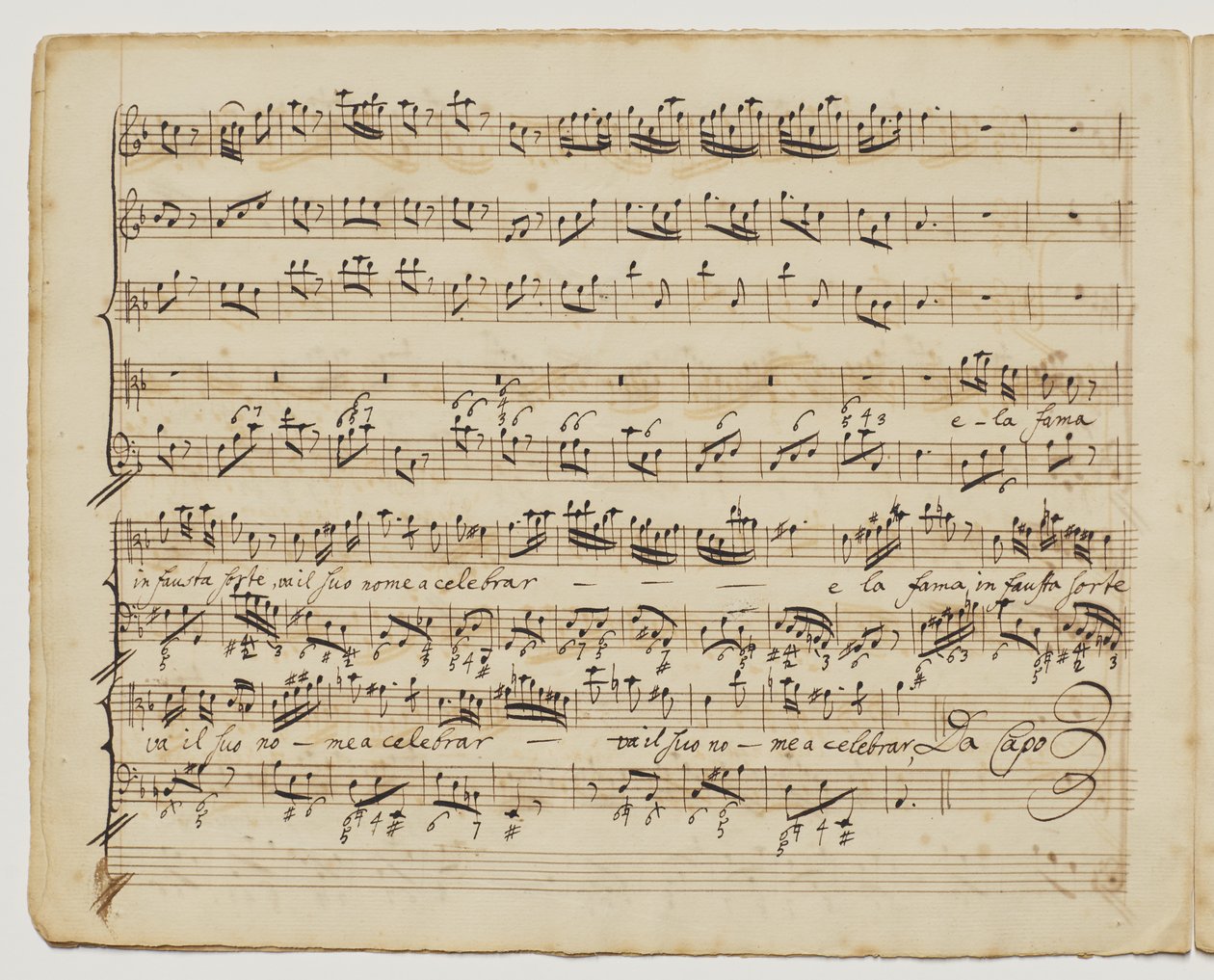 Preggio er sol d "un alma forte, f.6v fra" Aditionall [sic] songs for Rinaldo ", c.1717 af George Frederick Handel