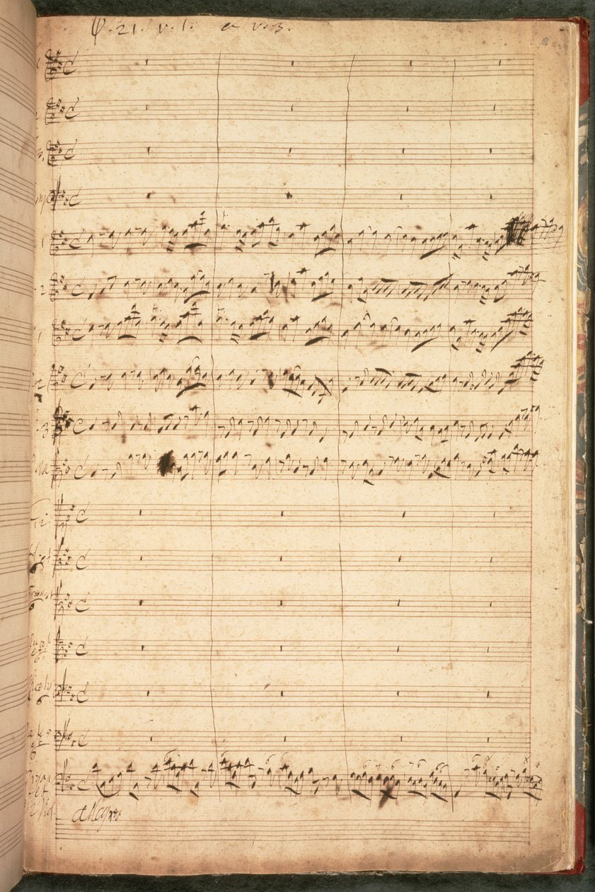 R.M.20.h.5 f18 Originalt partitur til kroningshymnen for George II og dronning Caroline af George Frederick Handel