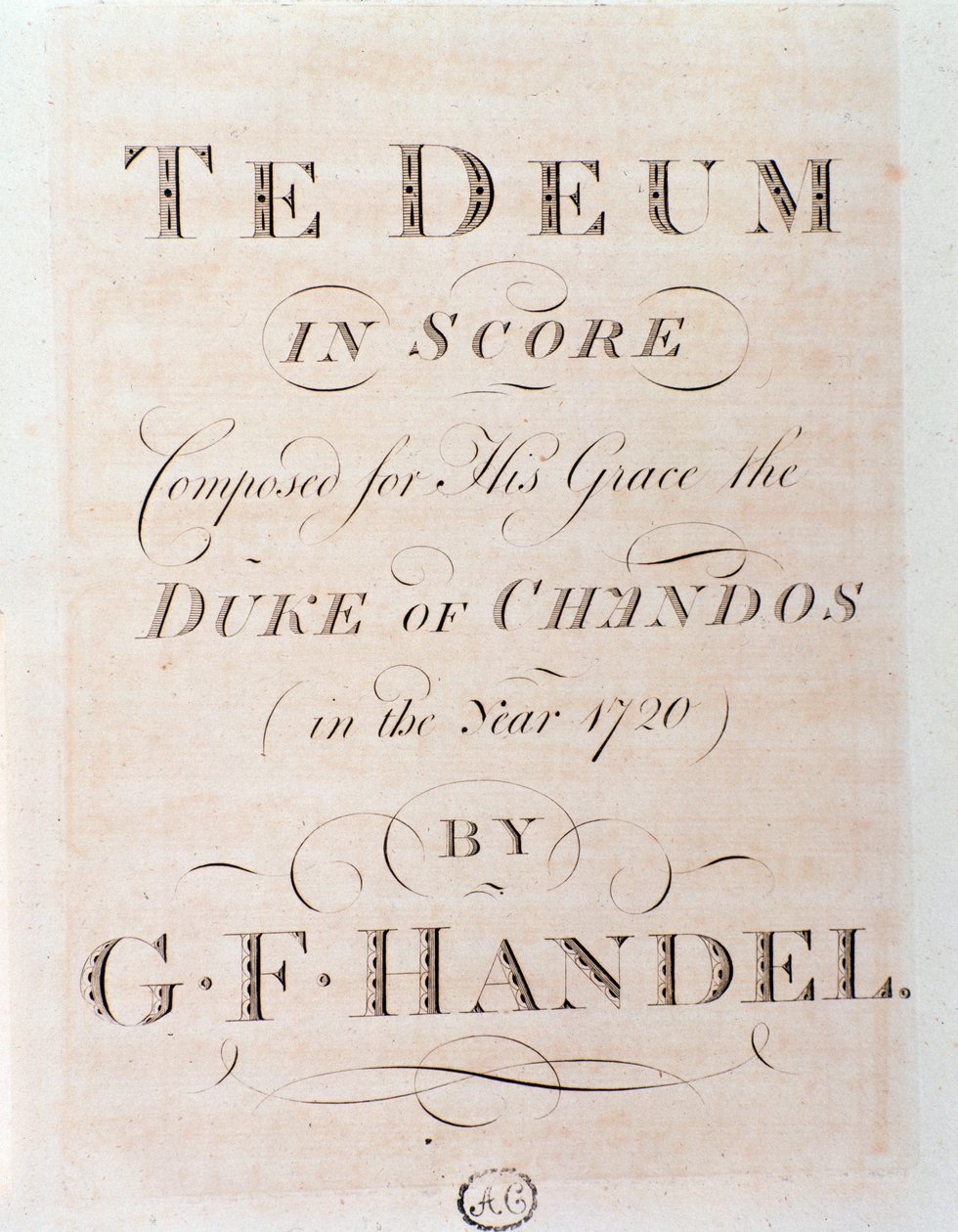 Titelside på partitur af Te deum af GF Handel af George Frederick Handel