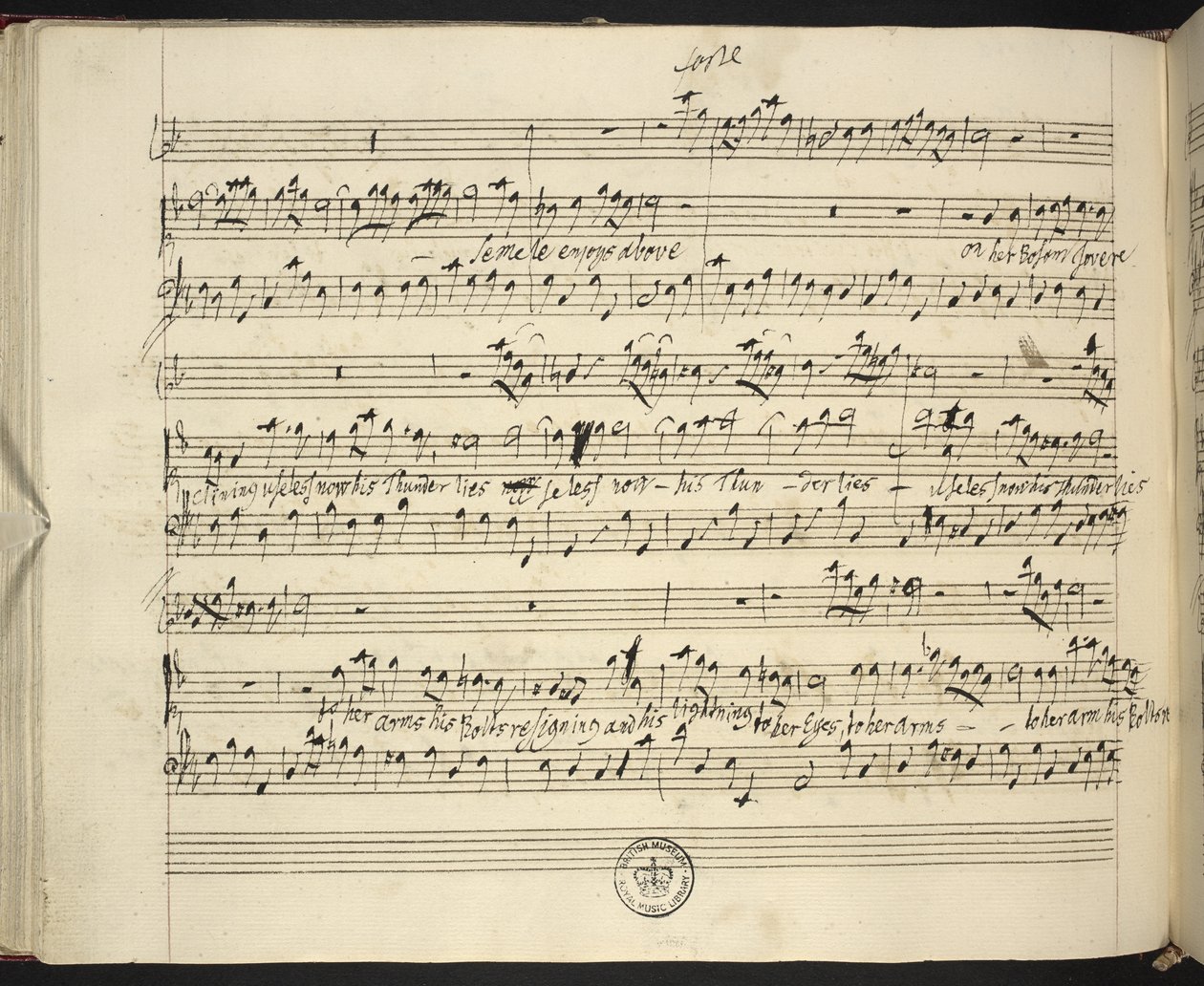 f.44v, Händels Semele autografpartitur af George Frederick Handel
