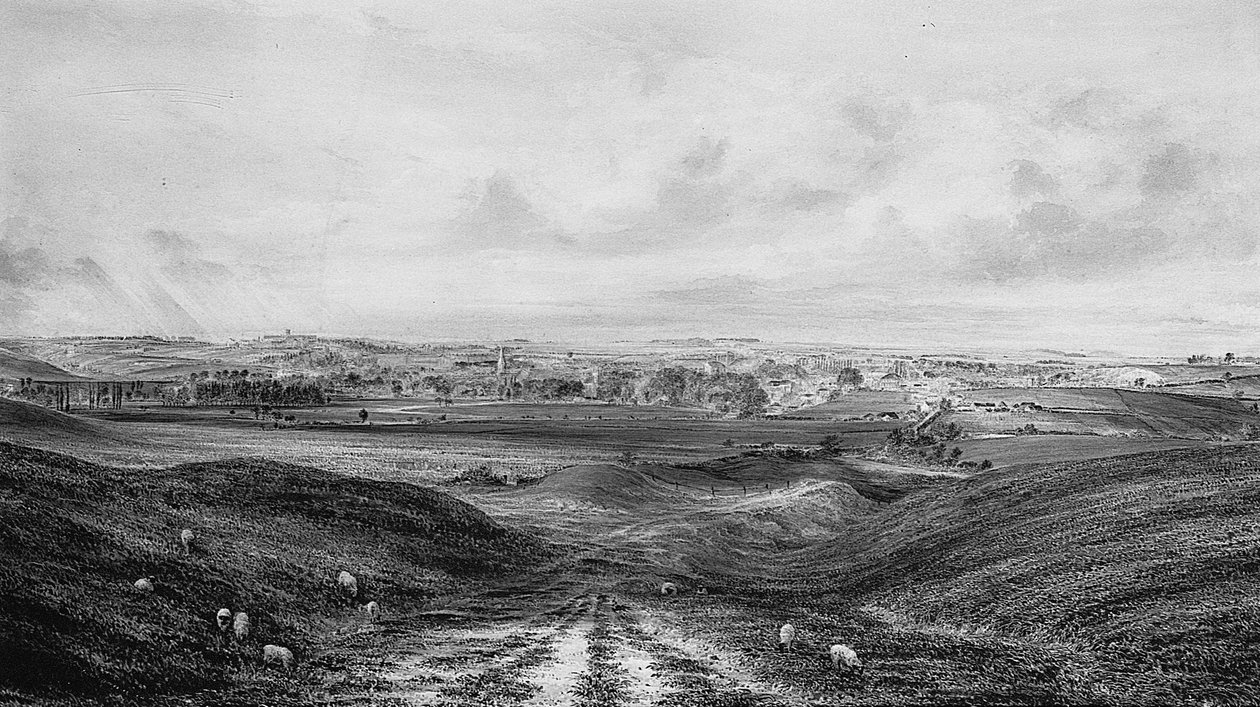 En omfattende udsigt over Winchester (akvarel og blyant på papir) af George Frederick Prosser