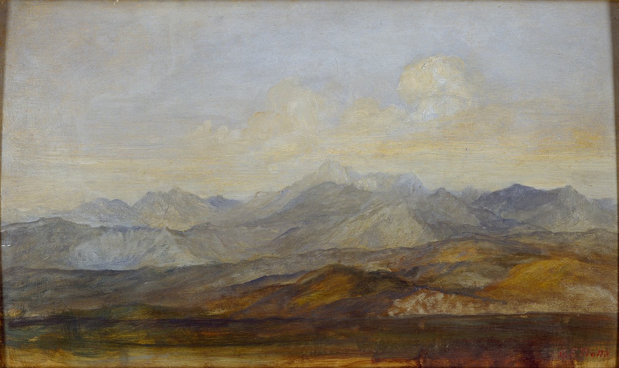 Carrara-bjergene fra Pisa, 1845-1846 af George Frederick Watts