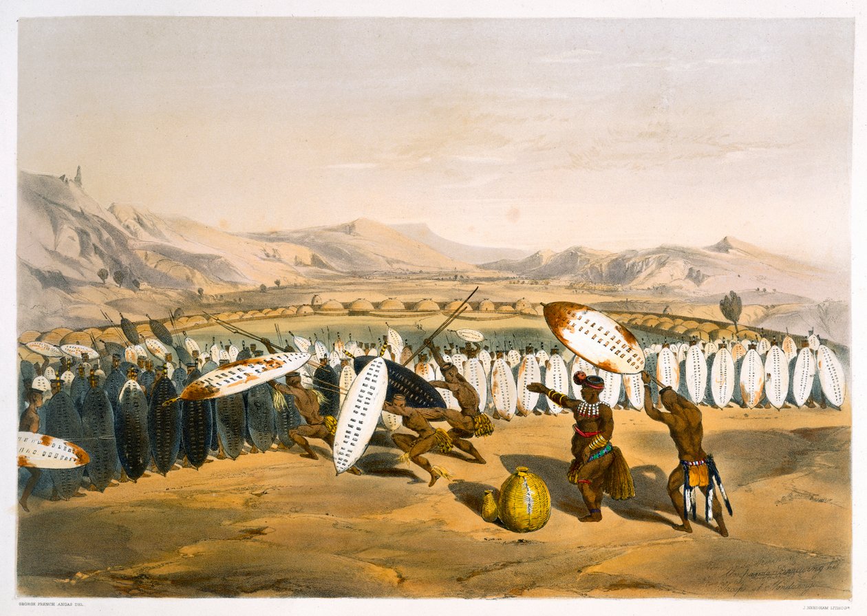Umpanda gennemgår sine tropper i Nonduengi, 1849 af George French Angas