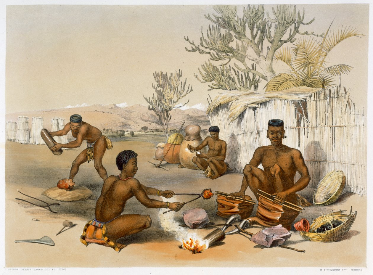 Zulu-smede på arbejde, 1849 af George French Angas