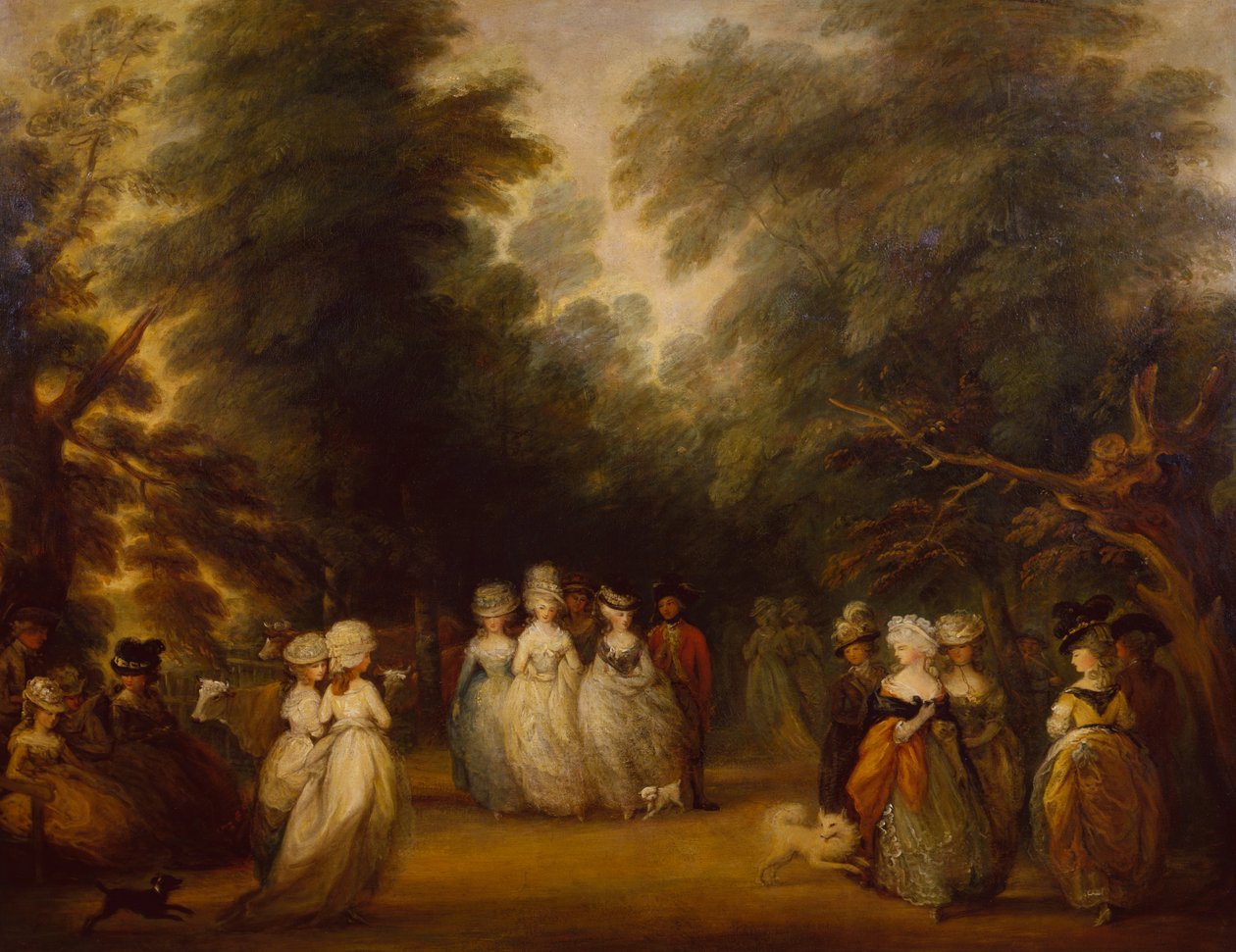 Ladies Promenading på Mall, St.James Park af George Frost