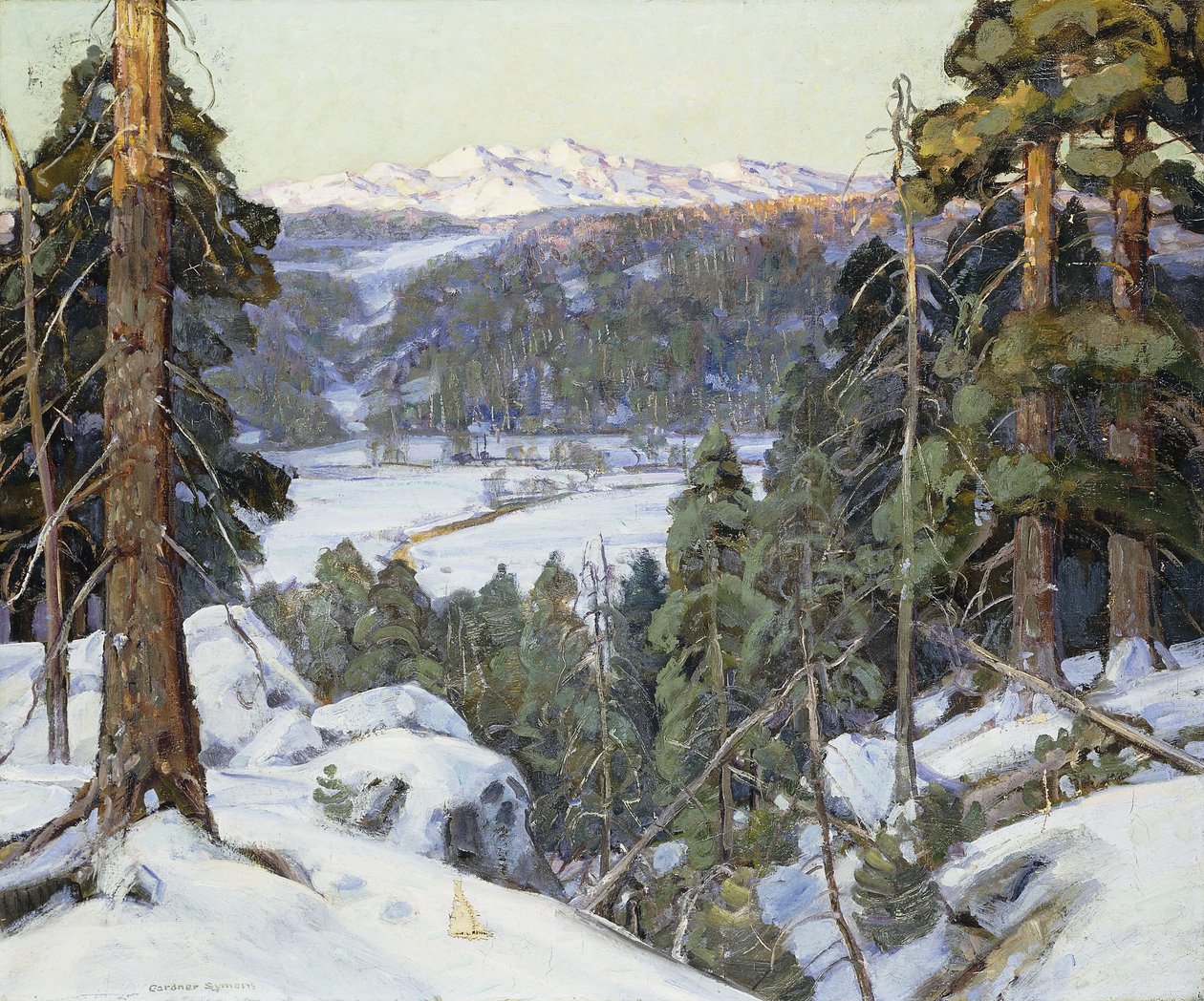 Fyrretræer om vinteren af George Gardner Symons