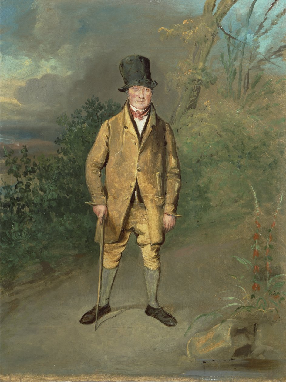 Portræt af en gartner fra Bramham Park, Yorkshire, ca. 1822 (olie på lærred) af George Garrard