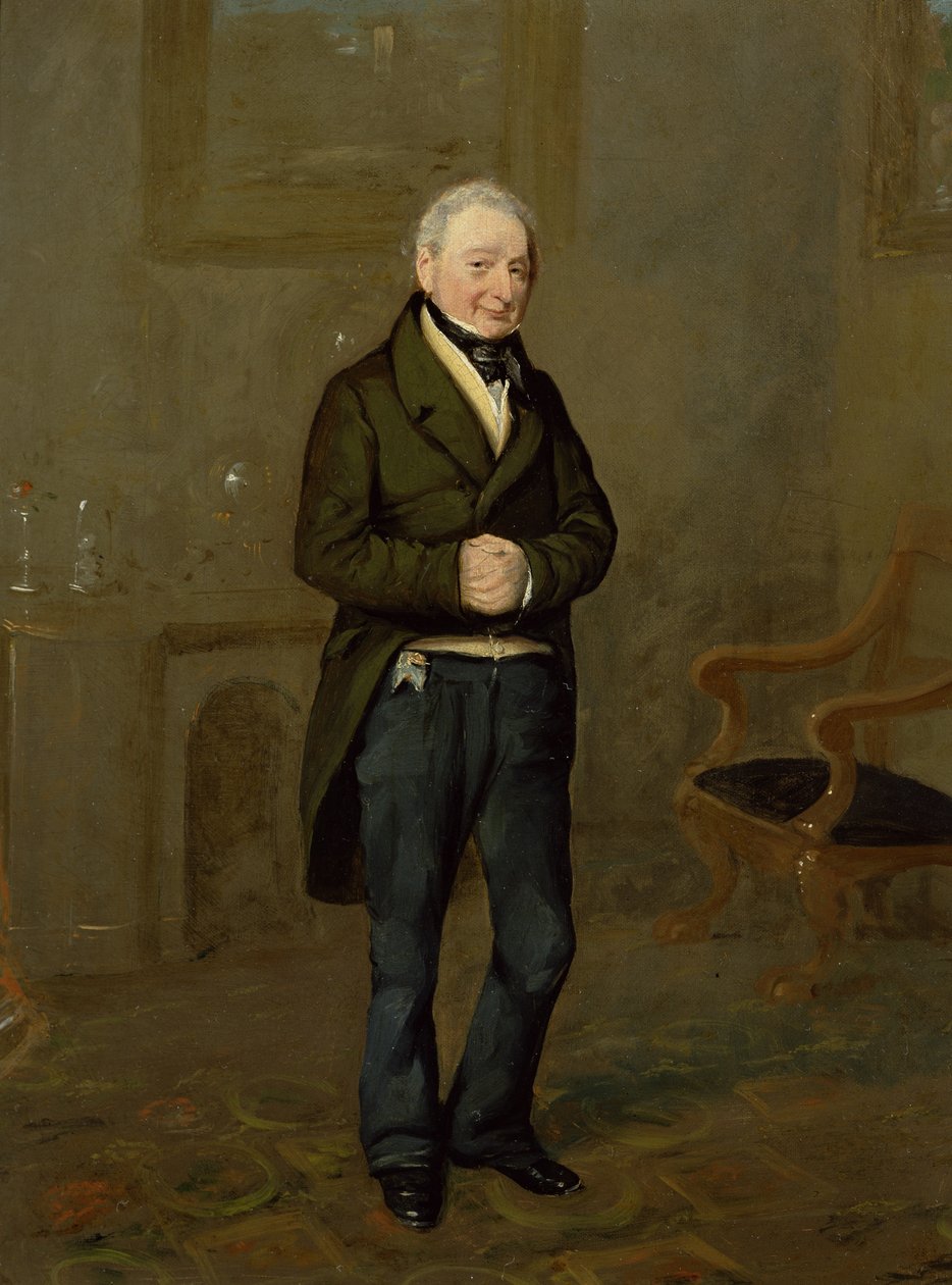 Portræt af en husholdningsforvalter af Bramham Park, Yorkshire, identificeret som John Pollock (1769-1837), ca. 1822 (olie på lærred) af George Garrard