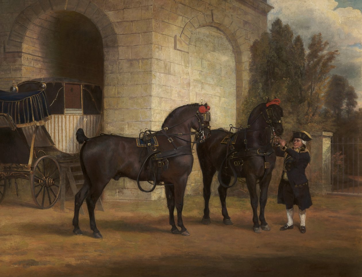 To sorte kuskeheste med en kusk, 1791 af George Garrard