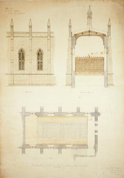 New College Oxford: Design til New Hall Roof af George Gilbert Scott
