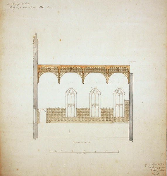 New College Oxford: Design til New Hall Roof af George Gilbert Scott