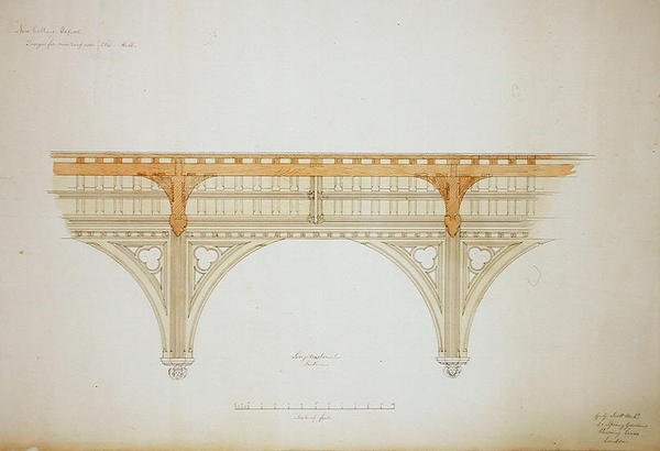 New College Oxford: Design til New Hall Roof af George Gilbert Scott