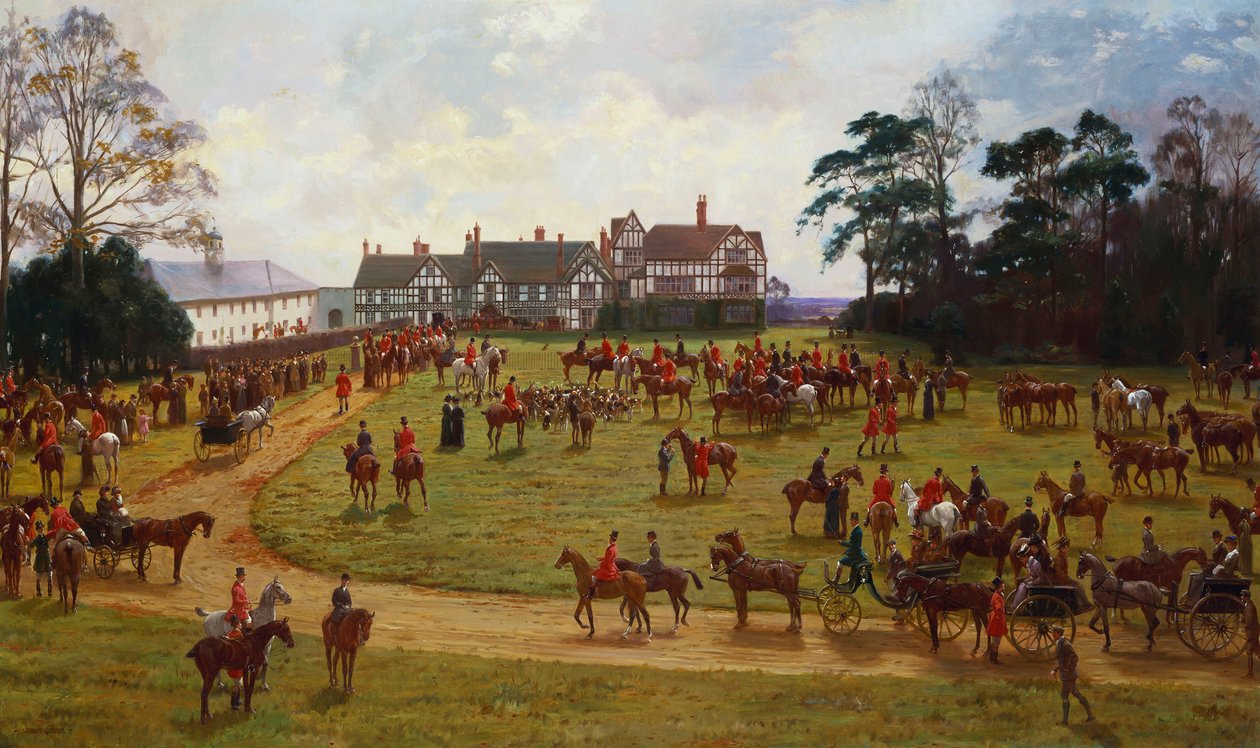 Cheshire Hunt - mødet i Calveley Hall af George Goodwin Kilburne