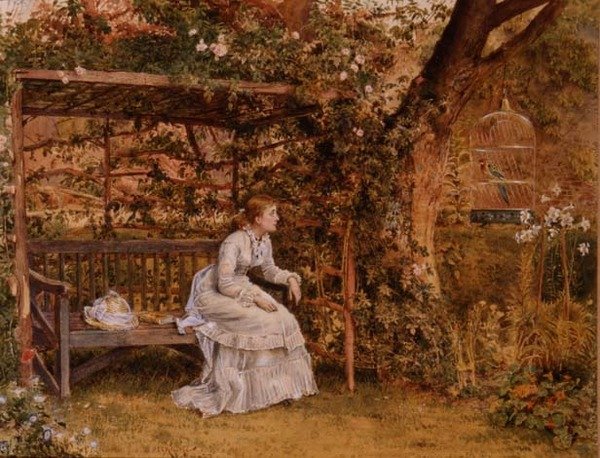 Fruen og hendes papegøje af George Goodwin Kilburne