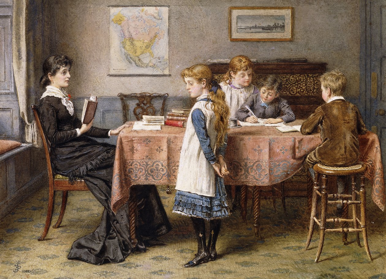 Lektionen, 1892 af George Goodwin Kilburne