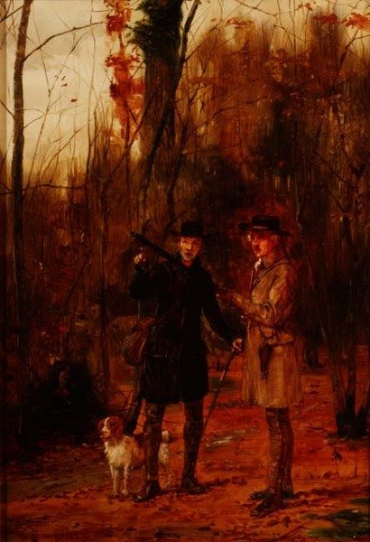 To mænd, der skyder en skovsneppe af George Goodwin Kilburne