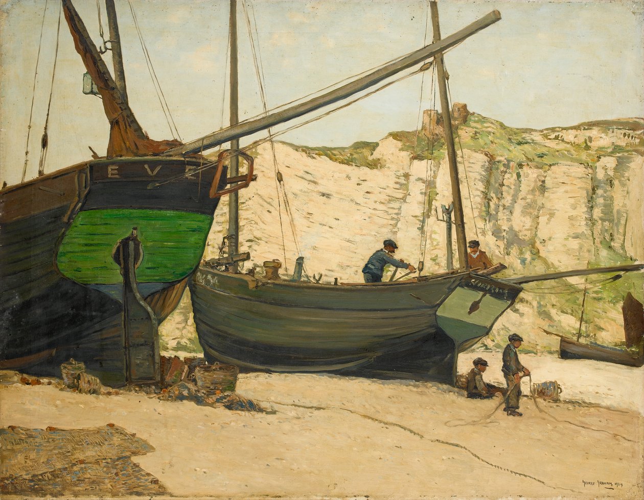 Hastings Luggers på Hastings Beach af George Graham
