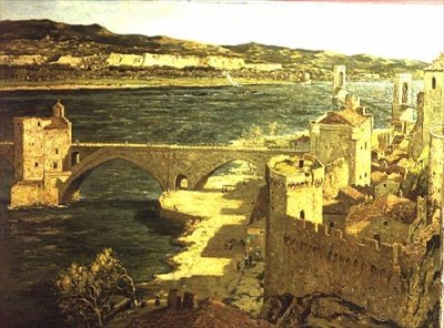 Udsigt over Avignon (olie på lærred) af George Graham