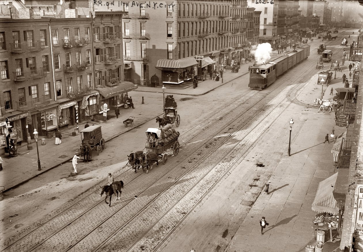 Eleventh Avenue og New York Central Railroad, af Bain, George Grantham (1865-1944). Albumin Foto, ca. 1911. Privat Samling af George Grantham   Bain News Service Bain