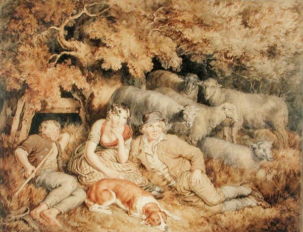 Middag, ca. 1812 (akvarel på papir) af George Grattan