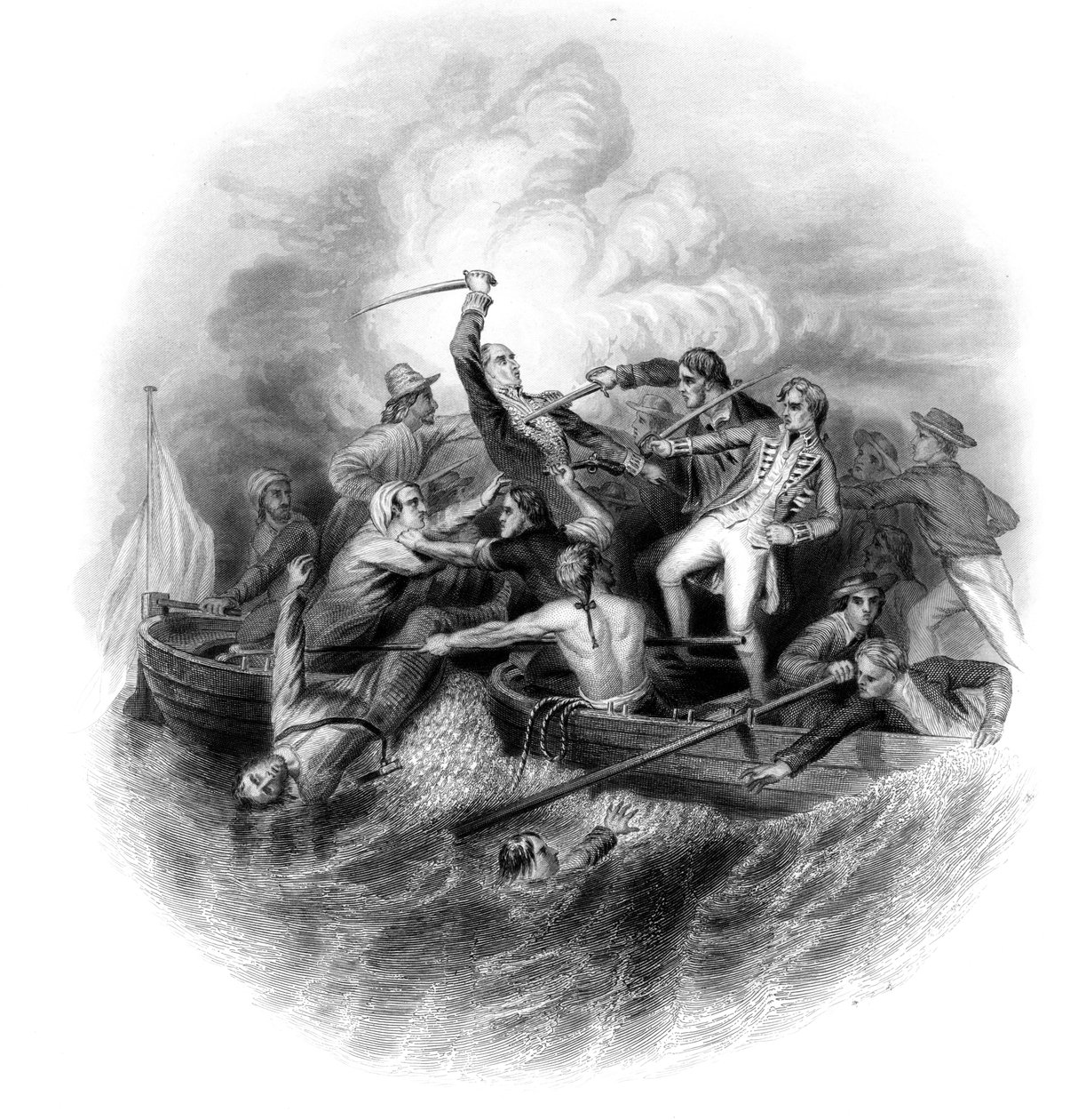 Kanonbådsmøde mellem Nelson og Don Miguel Tyrason, 1797. af George Greatbatch